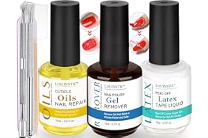 LOUINSTIC Gel Nail Polish Remover - Quick Gel Polish Remover for Nails in 3-5 Minutes, Gel Nail Remover Kit with Nail Cuticle Oil and Latex Tape, Easy Gel Remover removedor de esmalte gel
