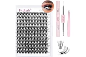FADLASH DIY Lash Extension Kit Individual Lashes Cluster D Curl Eyelash Extension Kit with Lash Bond and Seal and Lash Applicator Tool for Self Application at Home (40D-0.07D-12-18MIX KIT)