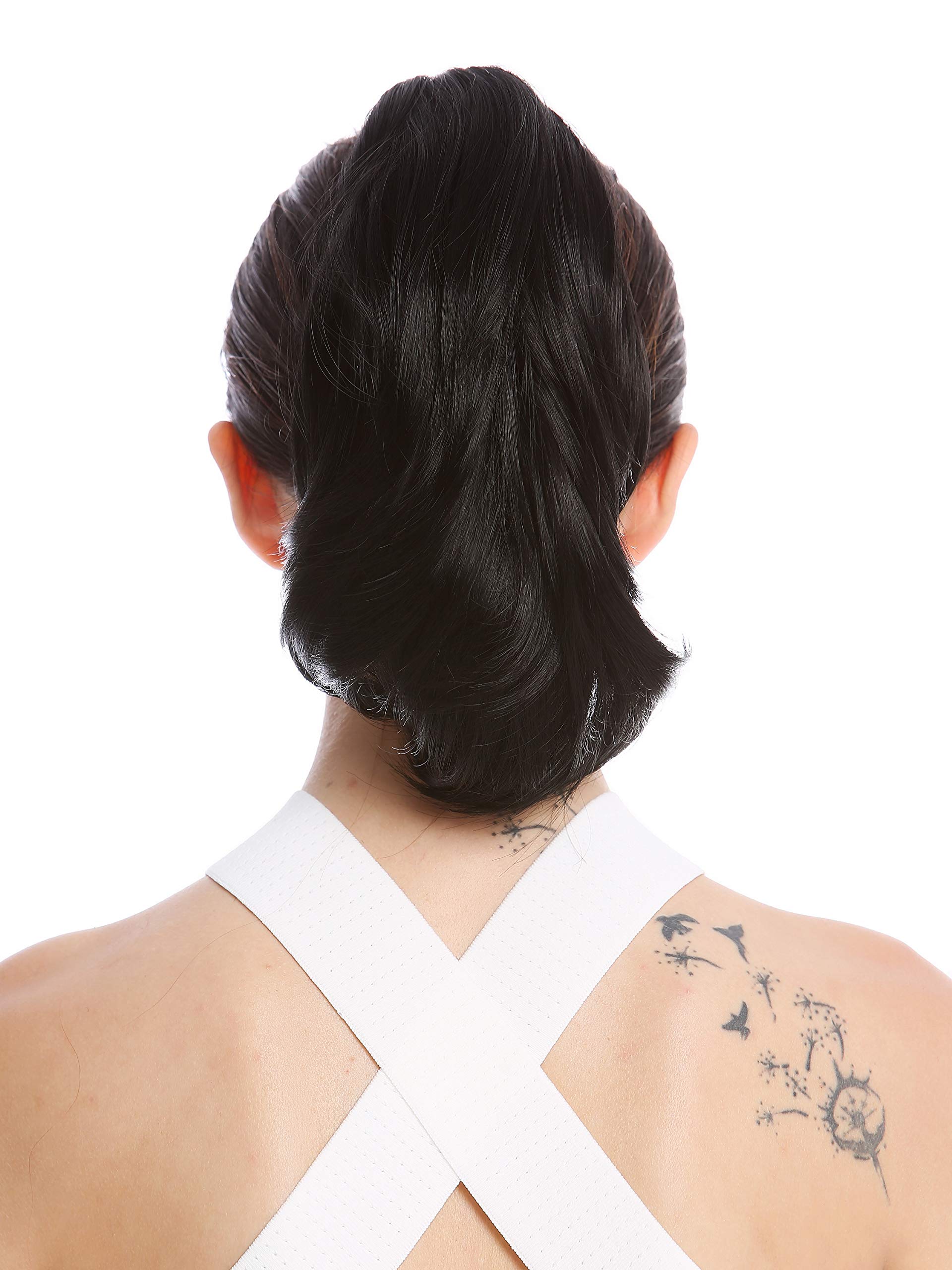 WIG ME UP - MKB-29-V-1 Ponytail Hairpiece Extensions optional Combs & Clamp short straight slighty wavy voluminous black 12inch