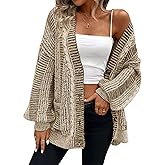 Pink Queen Women's 2026 Oversized Cardigan Sweater Long Sleeve Cable Knit Fashion Outerwear Coat