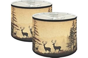 GUZEIR Lamp shades Set of 2, Fabric Deers Lampshades for Table Lamps, Floor Lamps, 11.6" Top x 12.6" Bottom x 9.8" High (Spider) Hand Crafted Replacement Lampshades,Lamp Shade Harp Holder Not Included