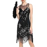 PrettyGuide 1920s Flapper Dresses for Women Sequin Beaded Art Deco Fringe Great Gatsby Cocktail Party Dress