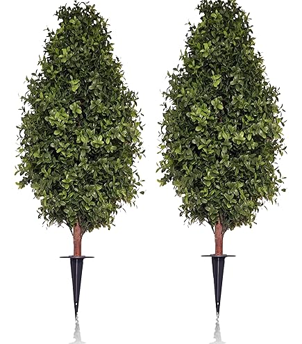 3.5FT Artificial Cypress Topiary Set Of 2 - UV Resistant Outdoor/Indoor Decor