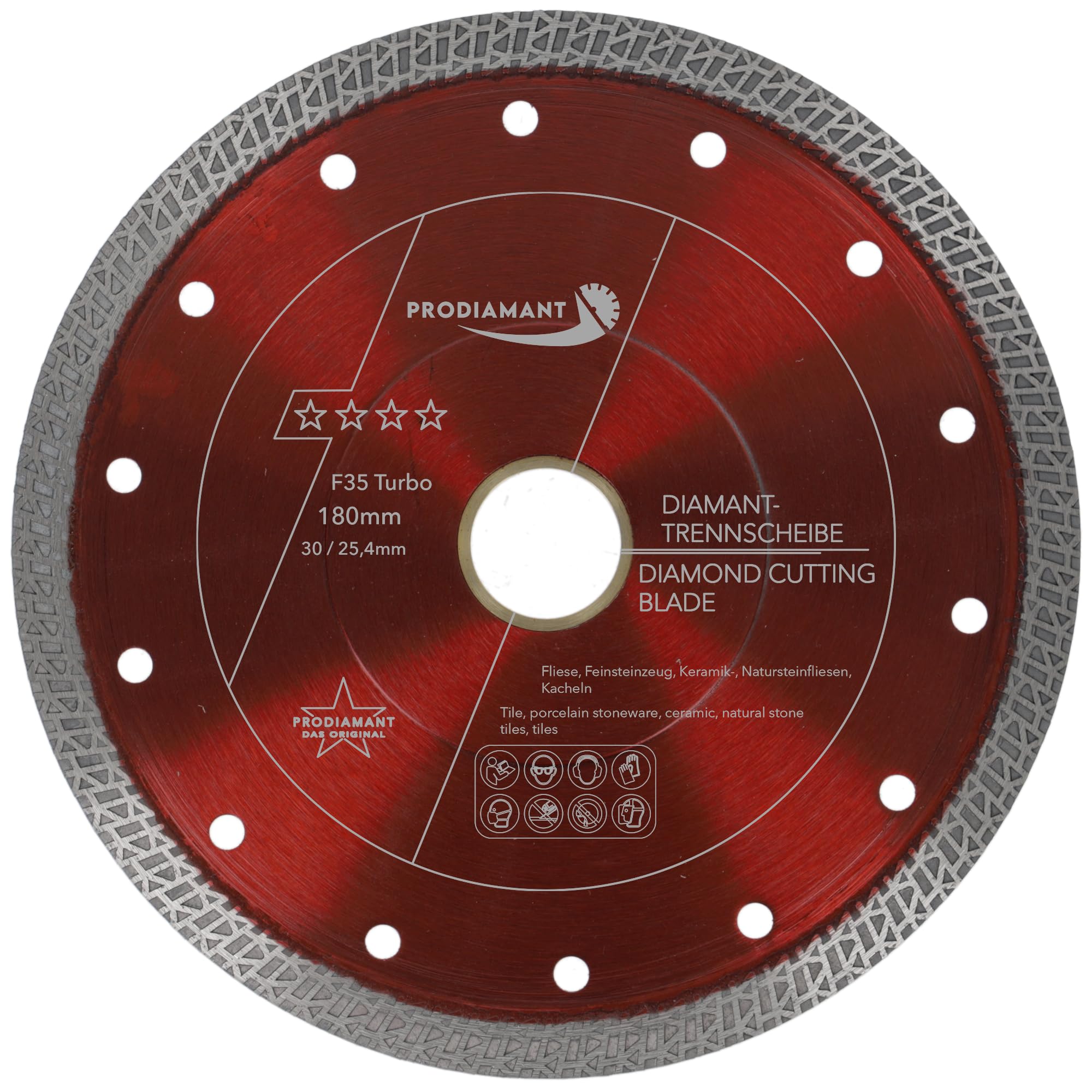 PRODIAMANT Diamond Cutting Disc for Porcelain, 180 mm x 30 with Ring, 25.4 mm, Industrial Quality