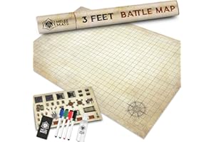 Melee Mats DND Map Starter Set - 24” x 36", Wet & Dry Erase Battle Terrain Grid for Dungeons and Dragons - Ultimate Tabletop Gaming Experience with Accessories