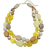 Bocar Chunky Necklaces for Women Trendy, 2 Layer Statement Necklace Fashion Collar Necklace, Handmade Costume Jewelry Women Gifts