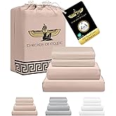 THREADS OF EGYPT 100% Egyptian Cotton Sheets Split King Size | 1200 Thread Count | CEA Gold Seal Certified | Heavyweight & Ultra Smooth Finish | Cooling for Hot Sleepers | 18" Deep Pocket [Dune]