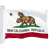 G128 New California Republic Flag | 3x5 Ft | LiteWeave Pro Series Printed 150D Polyester | Indoor/Outdoor, Vibrant Colors, Brass Grommets, California Two-Headed Bear Flag
