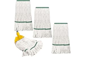 ECCLIY 6 Pack Heavy Loop End Cotton String Mop Head Heavy Duty Mop Head Commercial Refills Mop Head Replacement for Home Industrial Commercial Floor Cleaning(White, Green)