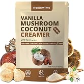 Mushroom Coffee Creamer, Vanilla Coconut Creamer, Probiotics, MCT Powder, 6 Mushrooms | Lion's Mane, Turkey Tail, Reishi, Maitake, Chaga, Cordyceps | Boosts Focus, Immunity and Energy | 6.35Oz