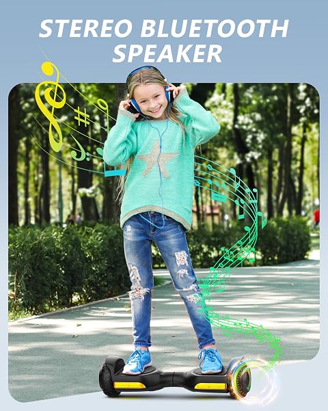 GYROOR SELF BALANCING SCOOTER NEW G13 ALL TERRAIN BALANCING SCOOTER WITH LED LIGHTS, SELF BALANCING OFF ROAD WITH BLUETOOTH FOR KIDS AGES 6-12 AND ADULTS-MATTE BLACK