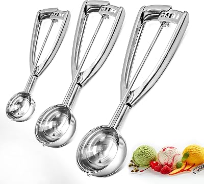 Bixel Ice Cream Scoops Set of 3 Large Medium Small 304 Stainless Steel