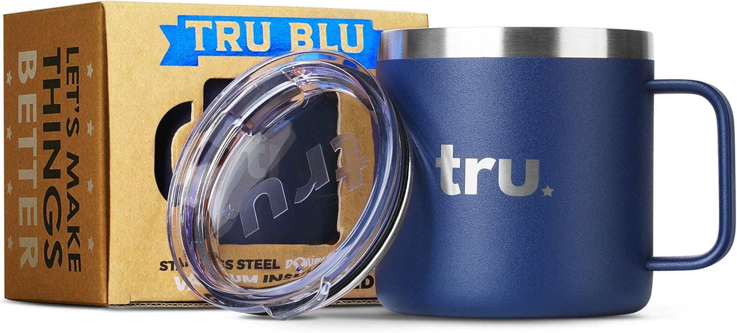 Large Camping Coffee Mug with Lid 16oz, Vacuum Insulated