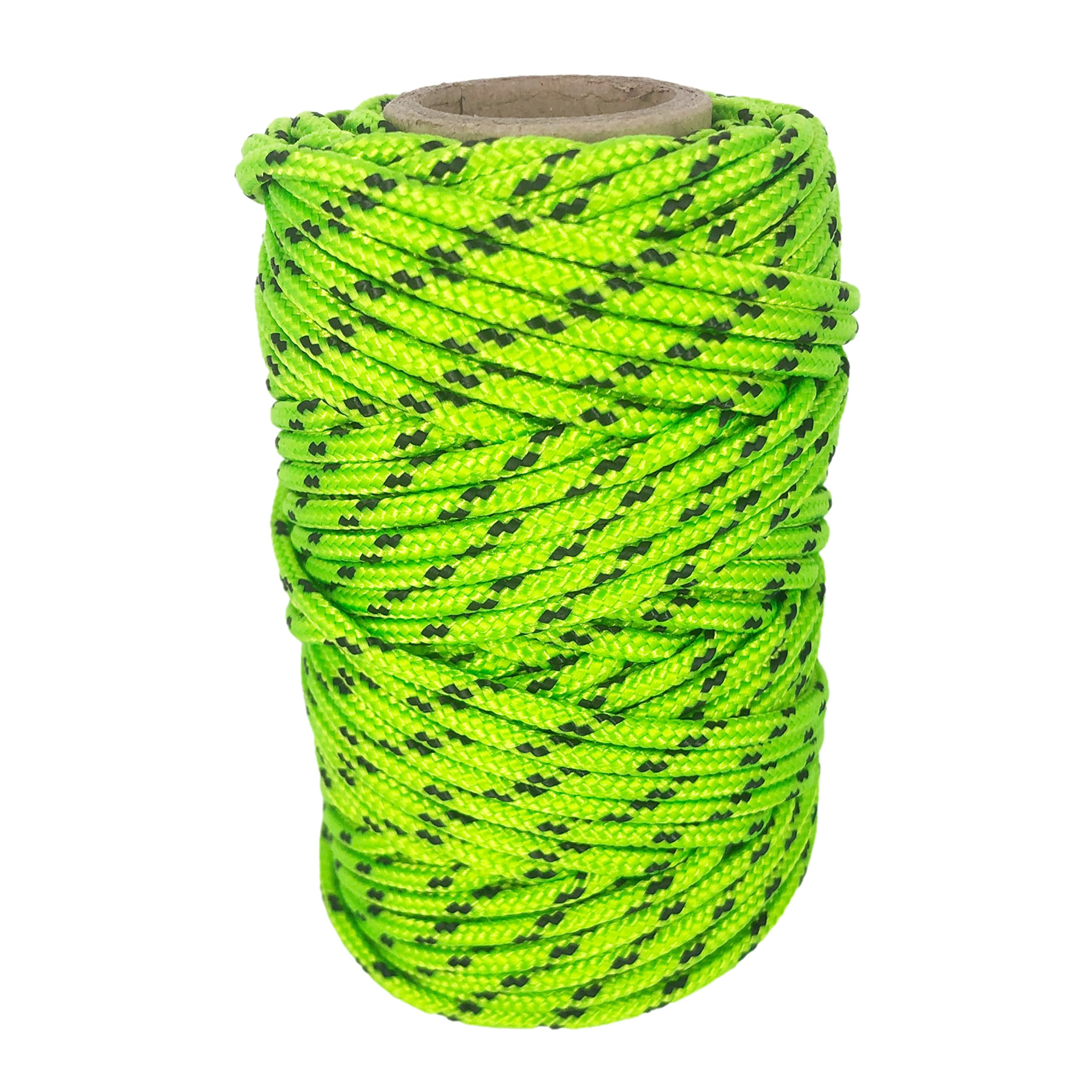 Polyester Cord 3mm * 25m. Craft rope, Versatile Paracord Made in Spain, for Outdoor, Garden and DIY. GreenFluor with Black