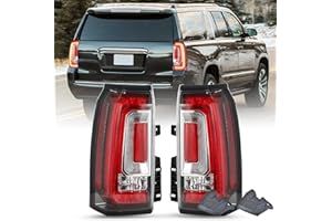 SOCKIR Fit for 2015-2020 GMC Yukon/Yukon XL (submodel: Denali SLE SLT) LED Tail Light Assembly Replacement Outer Rear Taillight with bulbs and Wiring Harness Pair set LH+RH (Driver & Passenger Side)