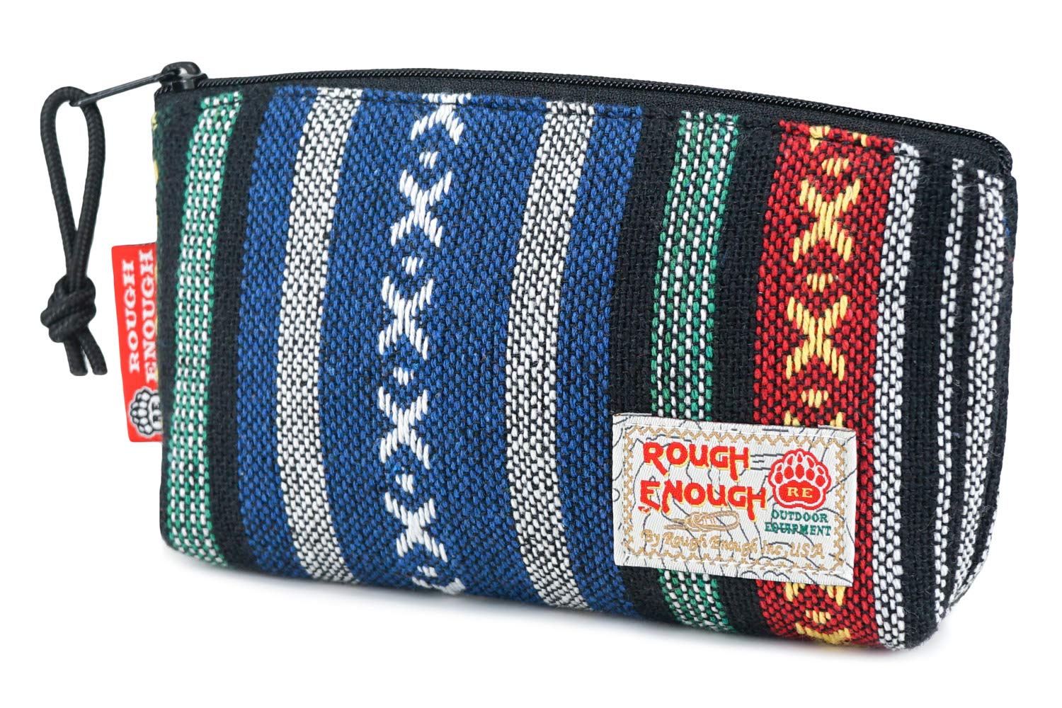 Rough Enough Small Pencil Case Travel Organizer Makeup Toiletry Bag for Women Men Teen Boy Girl Travel Essentials Compartment for High School College with Zipper in Folk Fanny Fancy Insert Simple