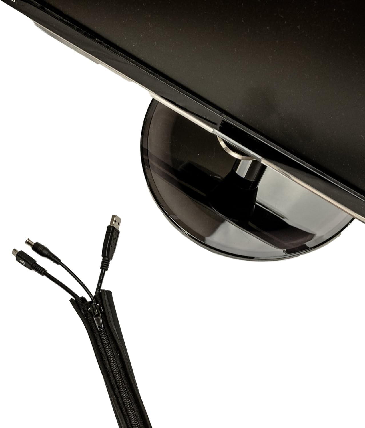 Cable Sleeve, Cable Cover, Wire and Cord Hider - Set of 4 - Computer, TV or Desk Management - Home & Office Organizer Concealer - 20’' - Premium Flexible Neoprene Wrap, Zipper, Conduit - Black: Office Products