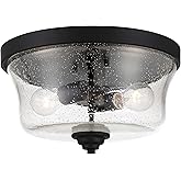 Minka Lavery 4927-66A Shyloh Flush Mount, 2-Light, 120 Total Watts, 13.75-in H x 7.75-in W, Coal Black