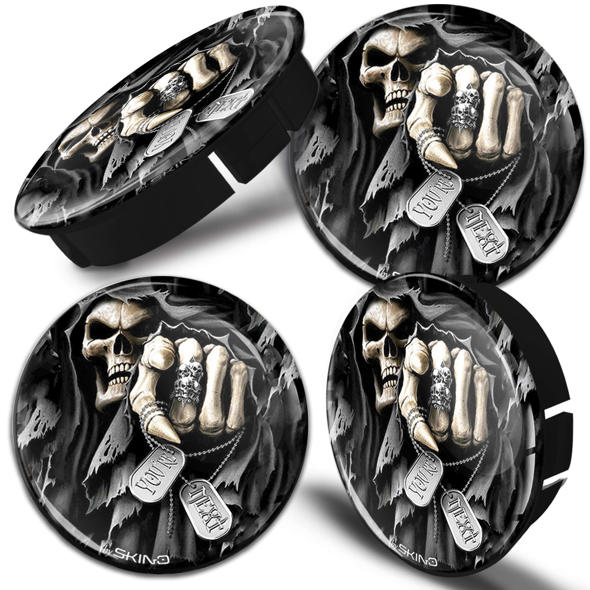 SkinoEu® 4 x 60mm 3D Gel Car Wheel Centre Universal Rims Hub Center Caps Vehicle Auto Tuning Emblem Skull C 13