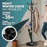 CASARIA Elegant Curved Coat Rack with Black Marble Base 14 Rotatable Hangers view 6