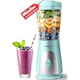 Mueller Heavy-Duty Personal Blender for Shakes and Smoothies with a 15 Oz Travel Cup and Lid, Juices, Baby Food, Portable Blender &amp; Food Processor, Turquoise