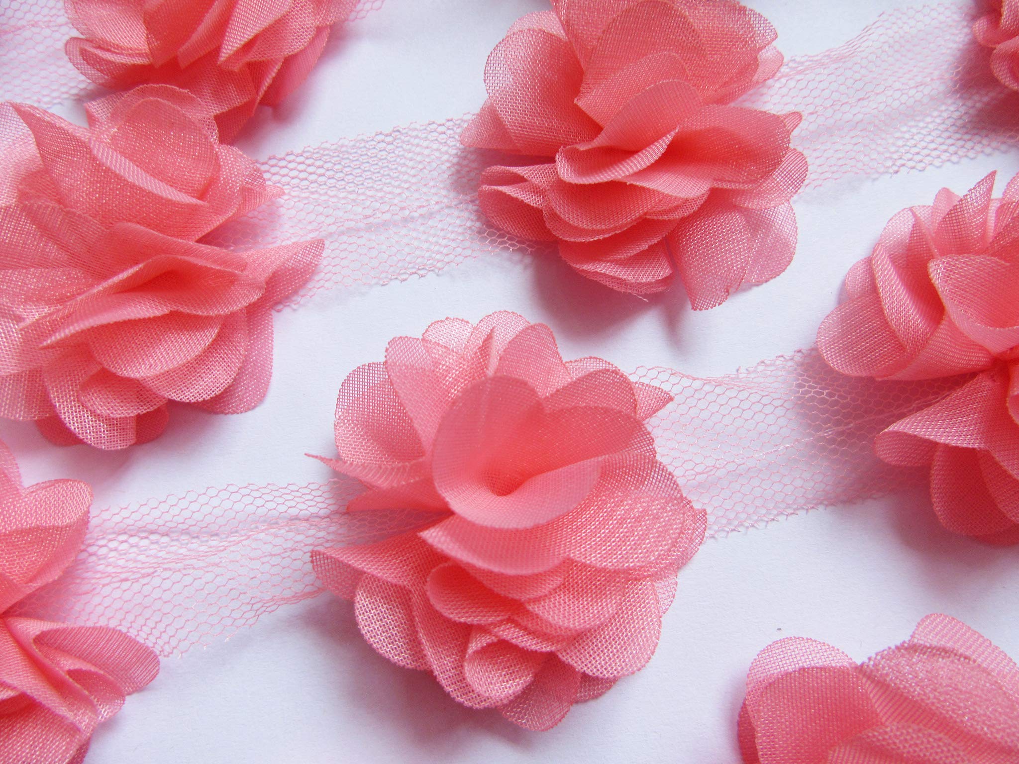 YYCRAFT 5cm(2.5") Chiffon Flower Lace Ribbon Trim DIY Hair Accessories(4 Yards)