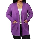 weijalle Womens Cardigan Sweaters Plus Size Open Front Long Sleeve Cardigan with Pockets for Women Lightweight Trendy 1X-5X