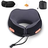 Travel Neck Pillow for Airplane, Ergonomic Design, Travel Pillow with Memory Foam, with 360-Degree Head Support, Adjustable Strapm, Secure Fit, for Flights, Car Rides, and Home Rest (Black)