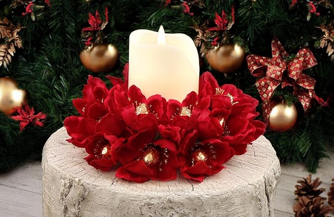 Centrotavola Natalizi Shabby.Edg Enzo De Gasperi Ghirlanda Centrotavola Girocandela Natale Shabby Chic Magnolia Velluto Rosso Diametro 20 Cm Amazon It Casa E Cucina