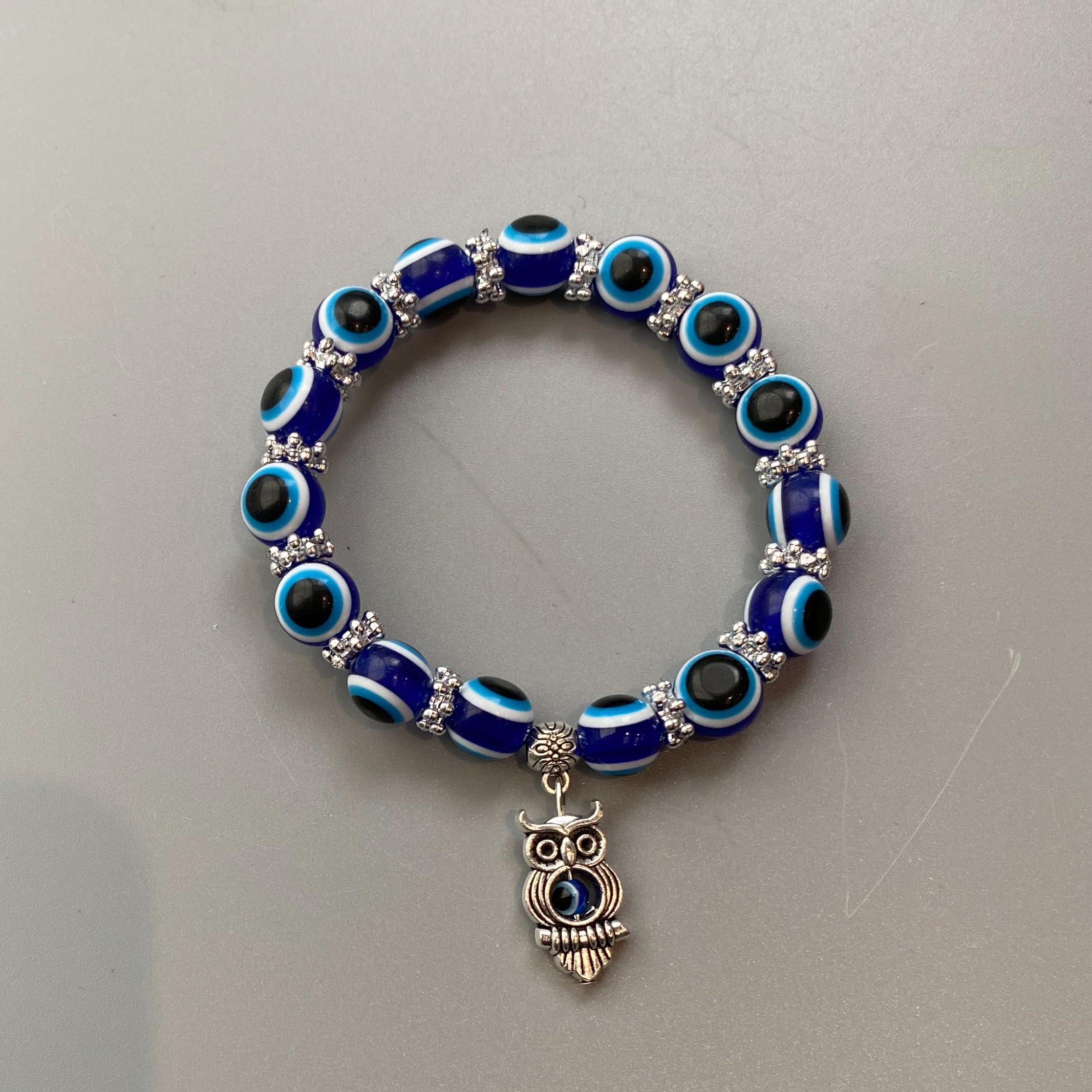 VIE Evil Eye Beaded Stretch Bracelet, Owl