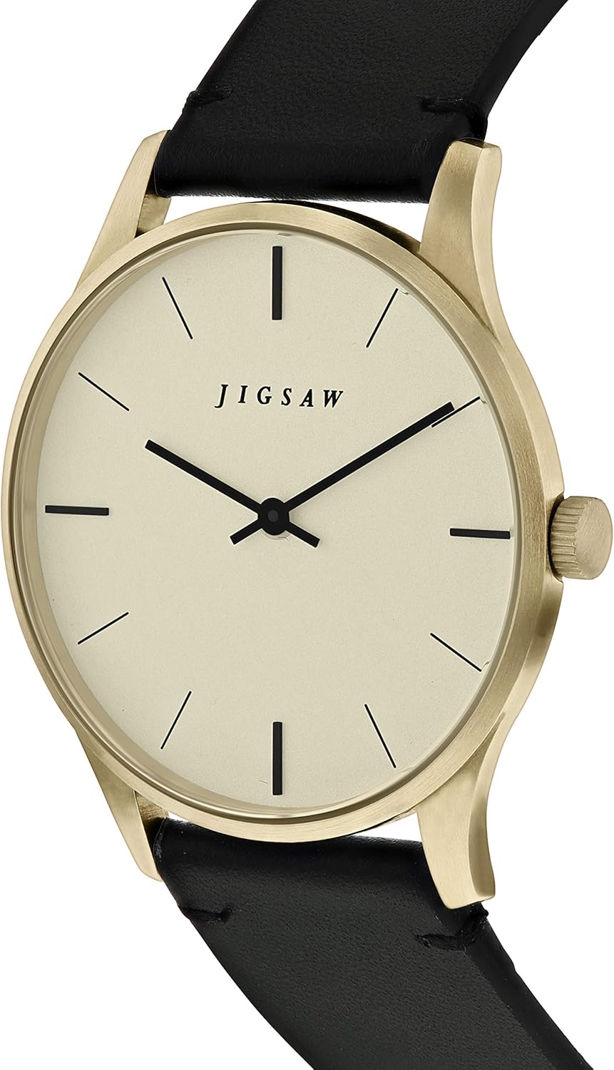 Jigsaw Womens Analogue Classic Quartz Watch with Leather Strap JG2002, Black - Image 3
