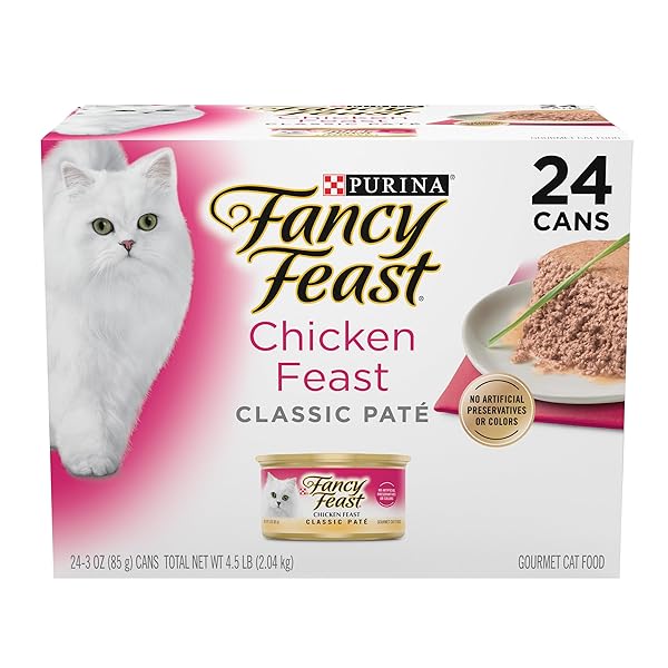FANCY FEAST CHICKEN FEAST CLASSIC PATE COLLECTION GRAIN FREE WET CAT FOOD MULTI-PACK – (PACK OF 24) 3 OZ. PULL-TOP CANS