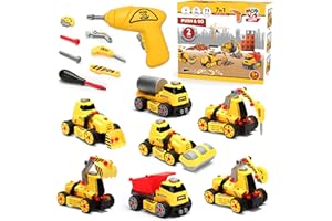 MOBIUS Toys 7 in 1 Take Apart Truck Construction Set - STEM Learning Kids Builder PlaySet w/Electric Drill, DIY Engineering Building w/Lights, Sounds, Push & Go, Boys & Girls, Ages 4-7 Years Old