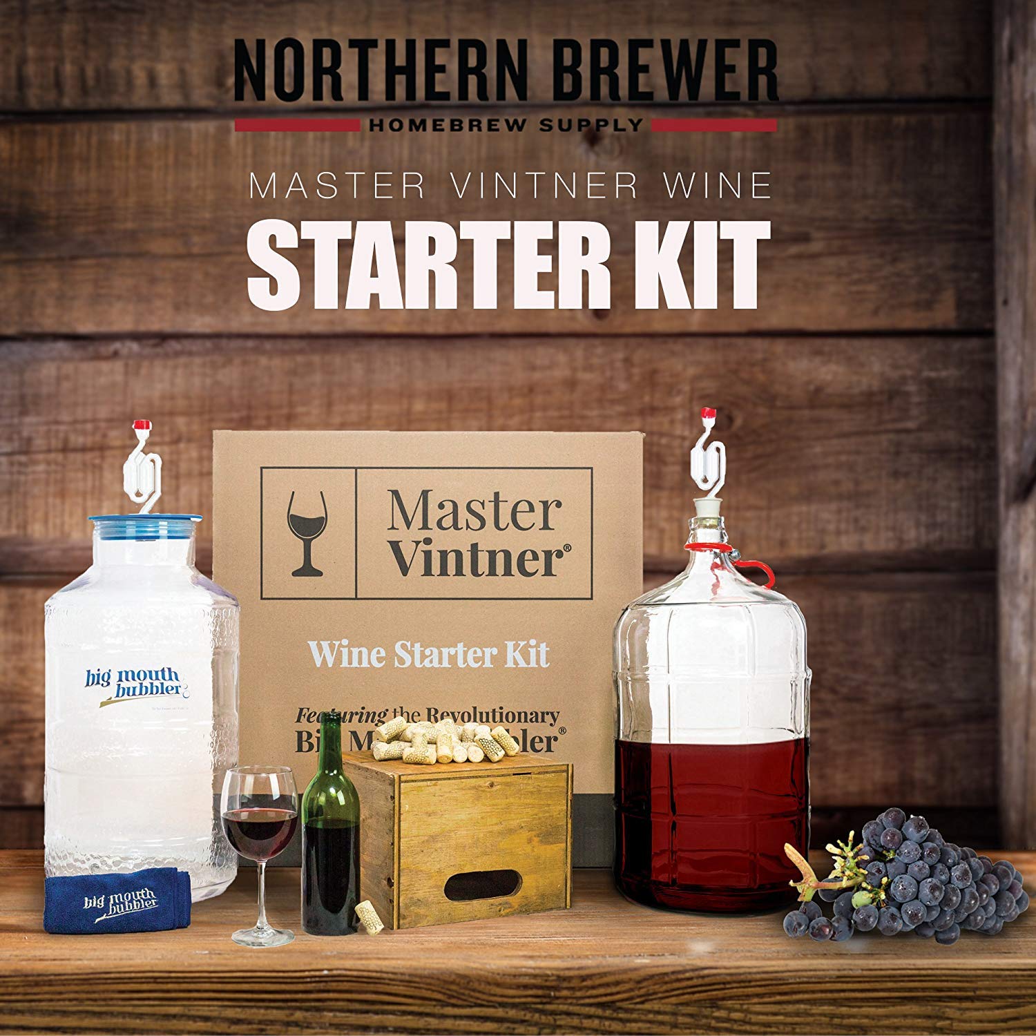 Master Vintner Wine Making Equipment Starter Kit with Plastic Big Mouth