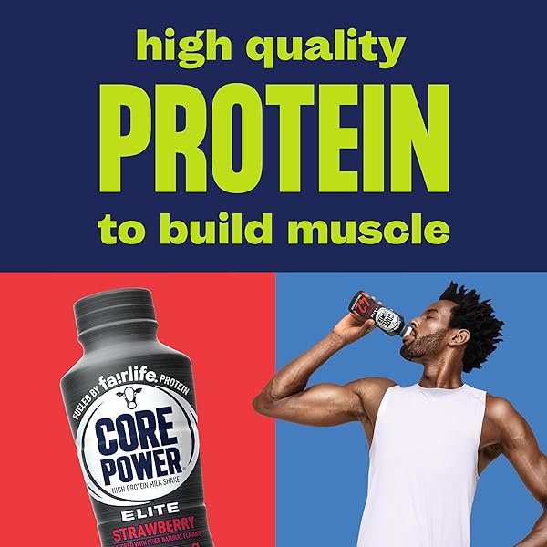 CORE POWER ELITE HIGH PROTEIN SHAKE, STRAWBERRY, 42G BOTTLE, 14OZ, 12 PACK