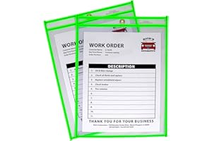 C-Line Neon Stitched Shop Ticket Holders, Green, Both Sides Clear, 9 x 12 Inches, 15 per Box (43913)