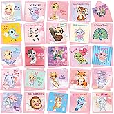 ceiba tree Mini Valentines Day Cards Assortment Bulk 3 x 3Inch Small Happy Valentine's Day Greeting Cards with Envelopes Lunch Notes for Kids Classroom School Exchange