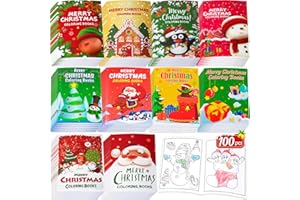 90shine 100Pcs Christmas Coloring Books Bulk: Xmas Stockings Goodie Bags Stuffers Winter Party Favors Gifts Holiday Class Act
