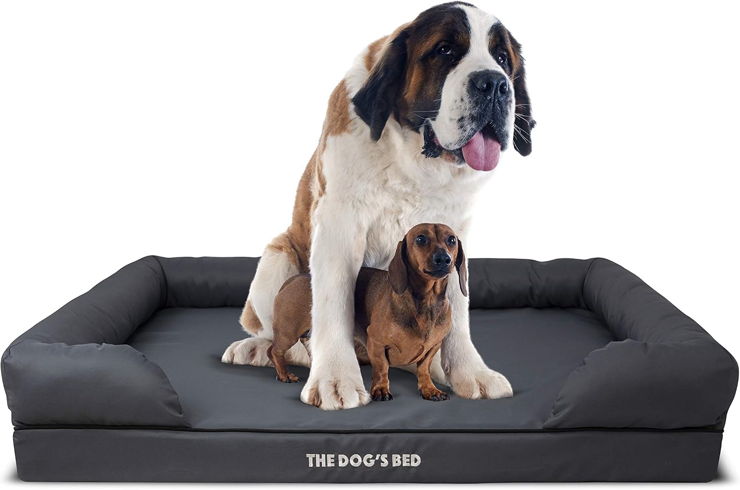 The Dog’s Bed - Orthopaedic Memory Foam Bolster Bed, Grey with Black Trim, XXL, XXL Beds