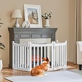 Yaheetech Wooden Dog Gate Indoor 4 Panels 61 cm H x 202 cm L White view 9