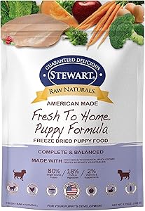 Stewart Raw Naturals Freeze Dried Puppy Food Grain Free Made in USA with Chicken, Fruits, & Vegetables for Fresh To Home All Natural Recipe, Trial Size