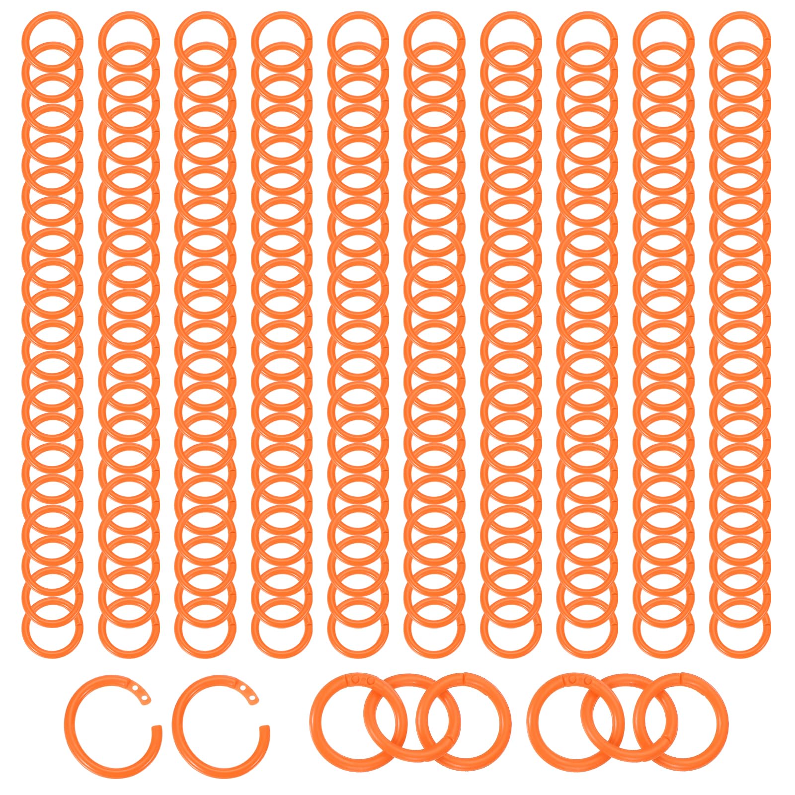 PATIKIL 1.1" Loose Leaf Binder Rings, 210Pcs Binder Ring Book Rings Plastic Key Rings for Paper Index Card Flash Card Book DIY Scrapbook Notebook Photo Album Office, Orange