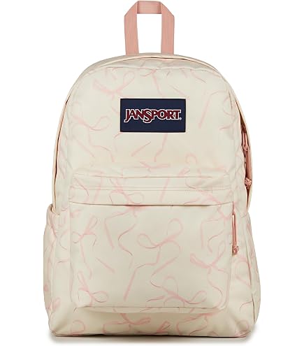 JanSport Superbreak Plus FX Backpack - Work, Travel, or Laptop Bag with Water Bottle Pocket - Pink Ice Cherry Emb