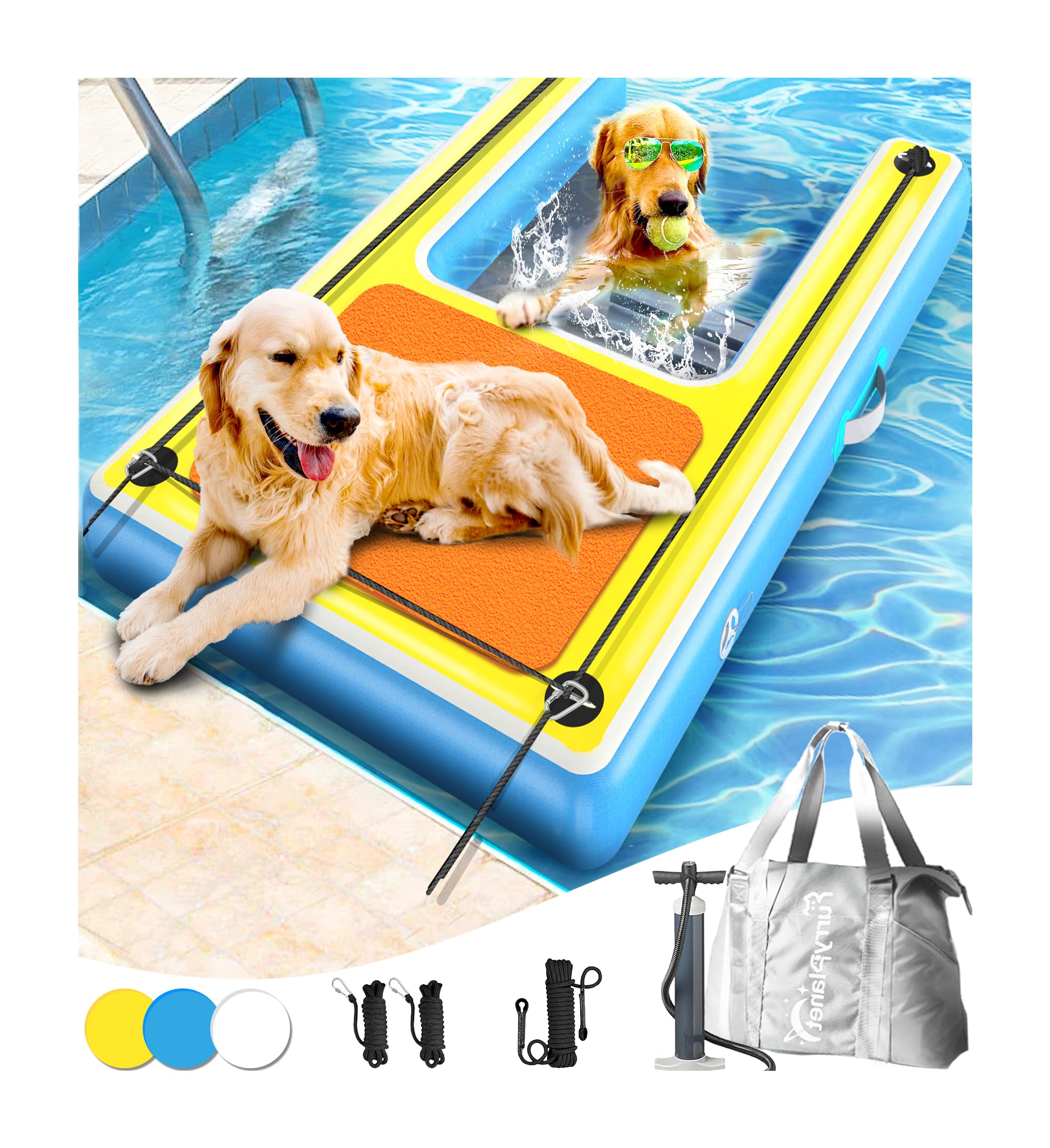 Dog Ramp Float Upgrade Inflatable Dog Ramp,Multi-Use Dog Floats Ladder for Boat Pool ...