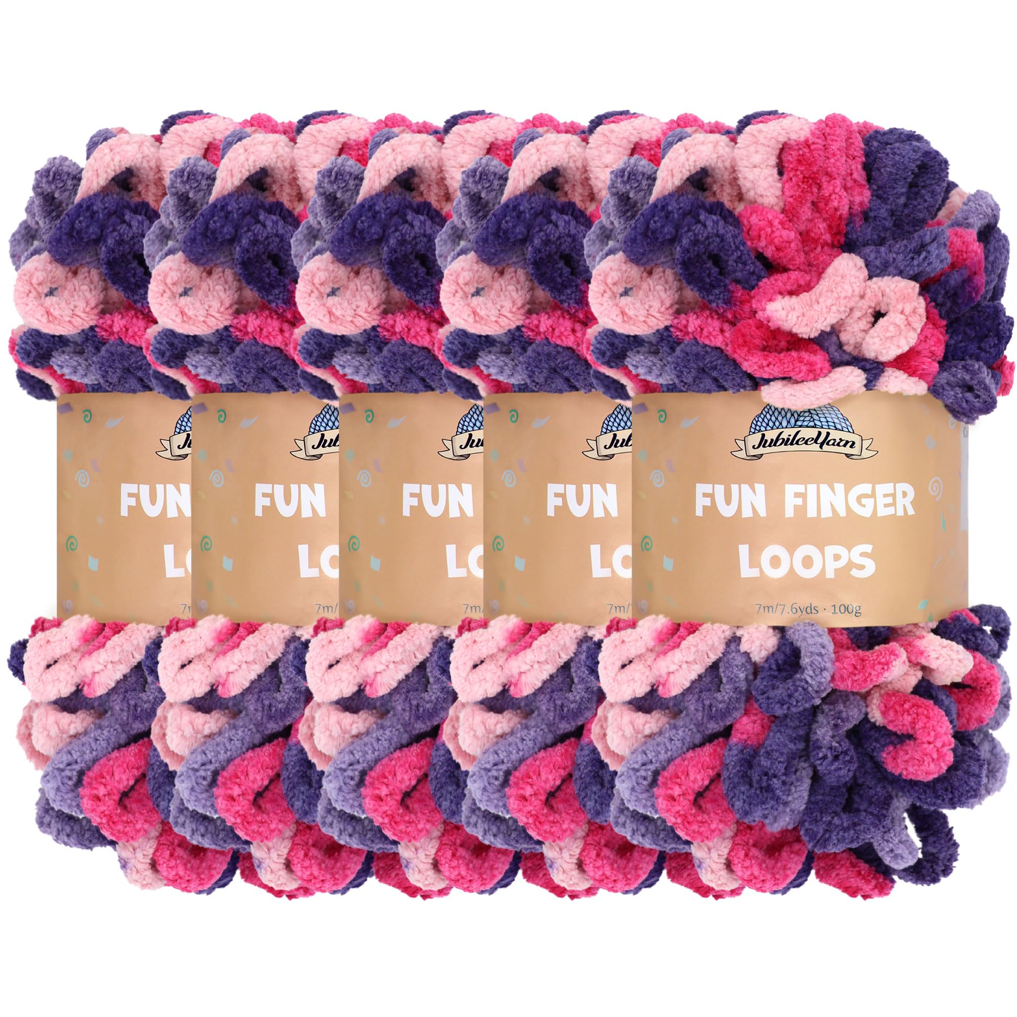 JubileeYarn Fun Finger Loops Yarn - Polyester Jumbo Weight Loop Yarn - 100g/Skein - Diony - 5 Skeins — image 1