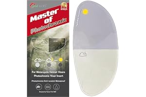 XII WANG YE XII WY Motorcycle 3/4 open face Helmet Shield Insert - Photochromic Anti-Fog Film, Transitional Visor, Clear to Indigo Tint, Sun-Responsive, Transparent Indoors