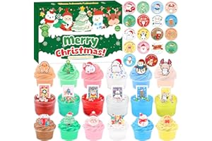 FUYOUDEE Slime Advent Calendar for Kids 2025 - Christmas Countdown 24 Days of Surprises with Butter Slime, Clear & Cloud Slimes, Soft, Stretchy, Birthday Gift, Stocking Stuffer & Party Favor for Girls & Boys