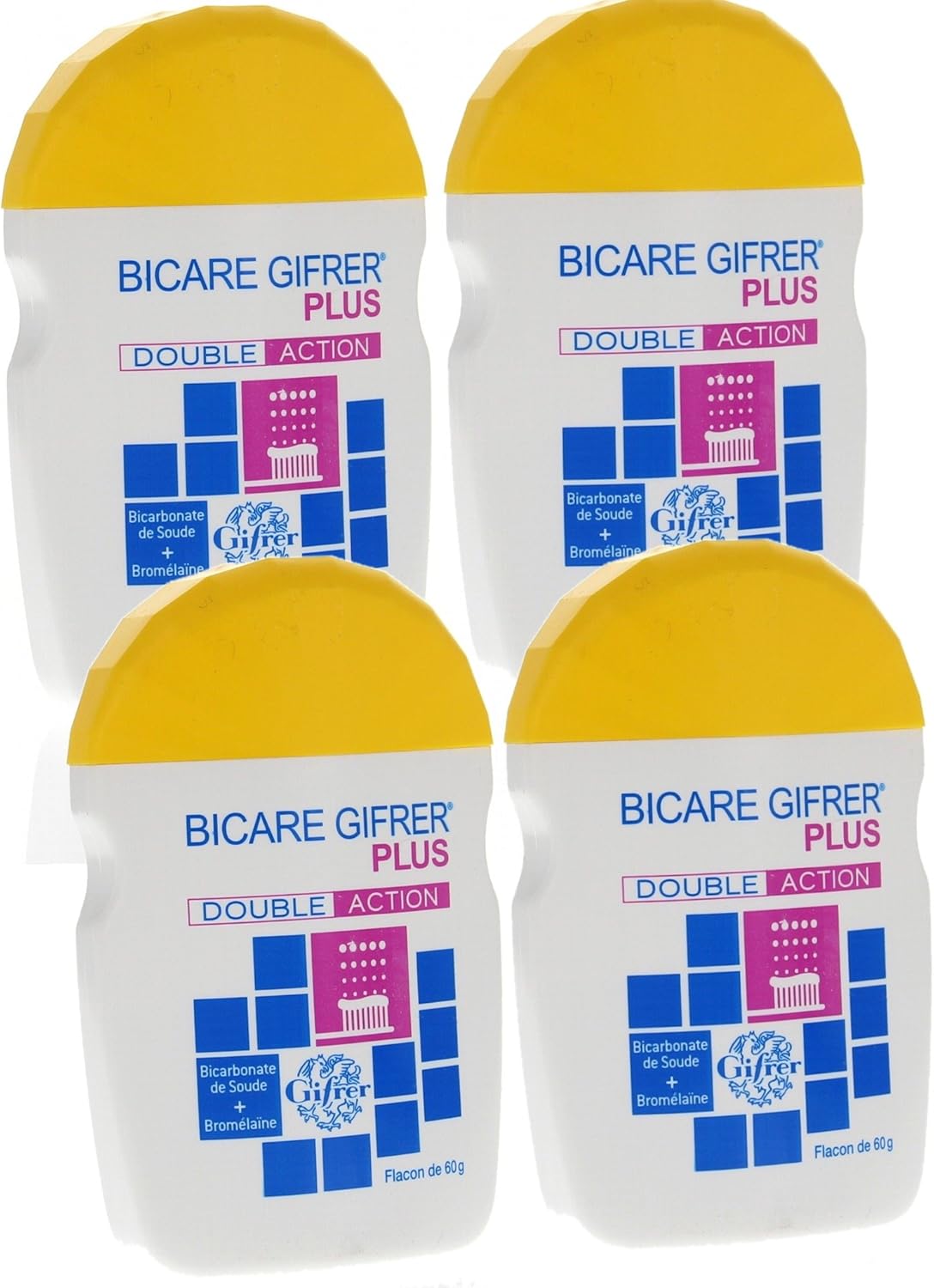 Gifrer Bicare Plus Double Action Bicarbonate De Soude Bromelaine Lot De 4 X 60 G Amazon Fr Hygiasne Et Soins Du Corps