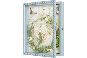 SZQINJI Shadow Box Frame 11x14 Deep Large Shadow Box Display Cases Wood Memory Box with Diamond Shape Door Vintage Lock for G