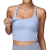 Foucome Nursing Tank Tops for Breastfeeding Y-Back Racerback Longline Maternity Sports Bra Workout Crop Top